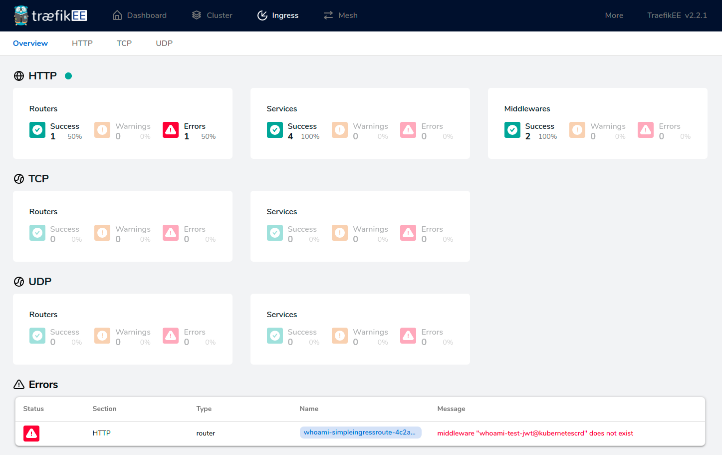 Traefik Enterprise WebUI Ingress